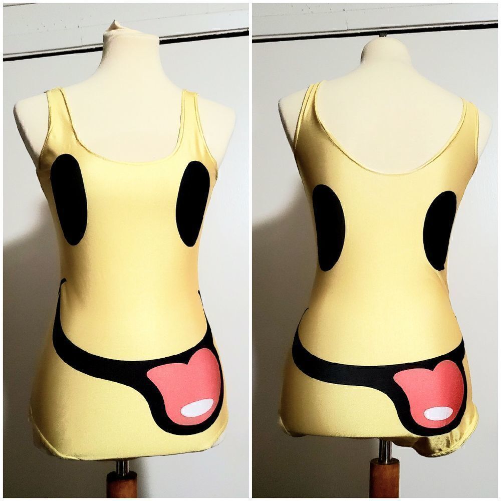 Emoji Print One Piece Swimsuit  Size Large